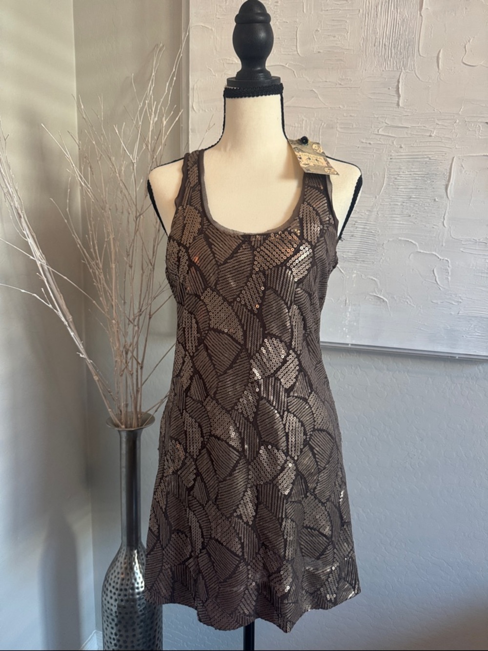 Chelsea & Violet Brown Sequin Mini Dress